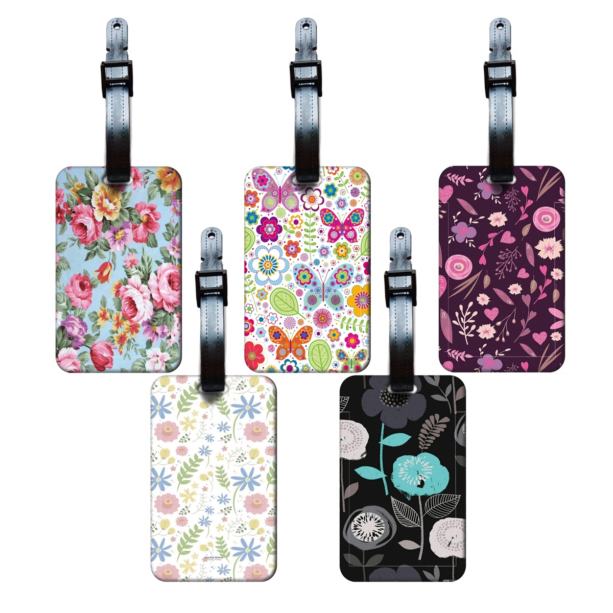 Travel Accessories List For Women - بطاقة تعريف أمتعة نسائية بتصميم زهور