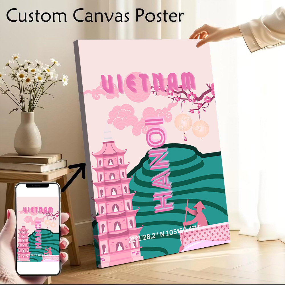 Travel Accessories Vietnam - لوحة فنية جدارية قماشية بتصميم فيتنام